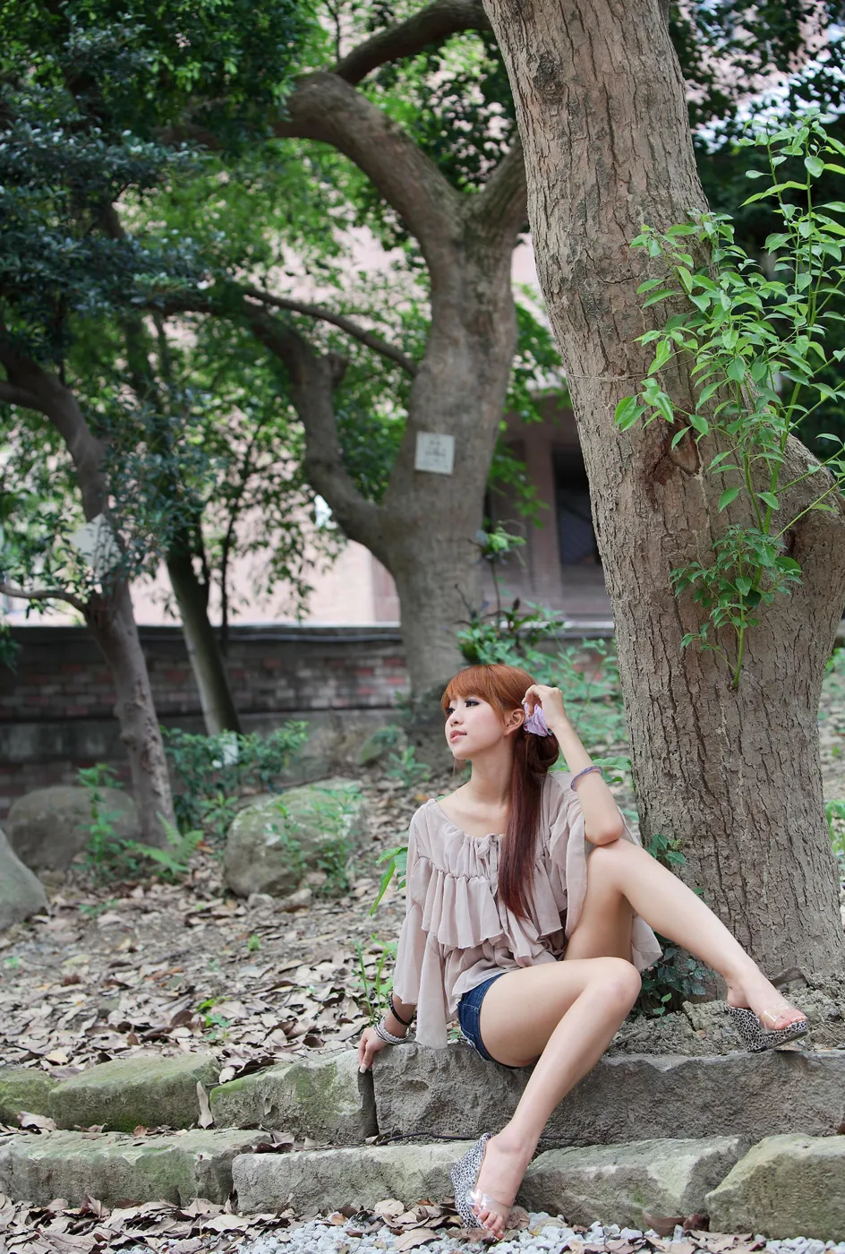 [Mzsock] NO.210 Xiaowen off-shoulder denim shorts cool and beautiful legs street photography#[80P]-4