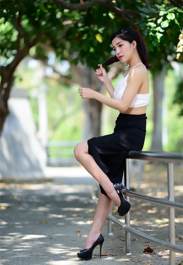 [Mzsock] NO.162 Sasha belly-baring high-cut long skirt with high heels and beautiful legs street photography#[105P]-9