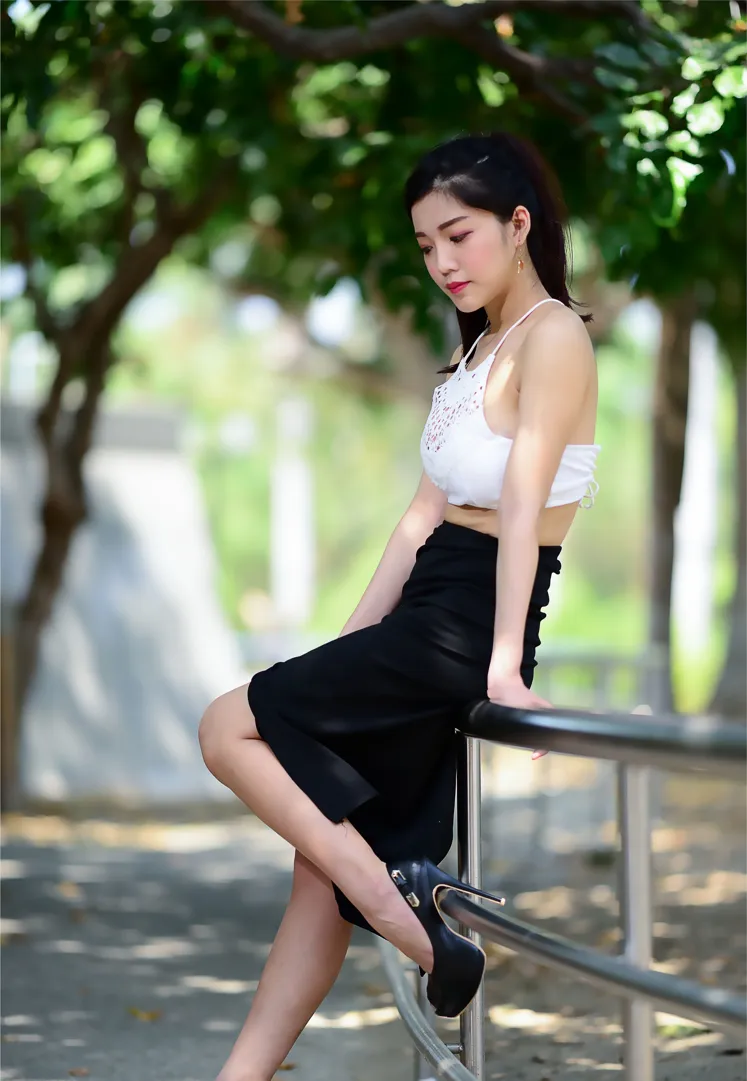 [Mzsock] NO.162 Sasha belly-baring high-cut long skirt with high heels and beautiful legs street photography#[105P]-3