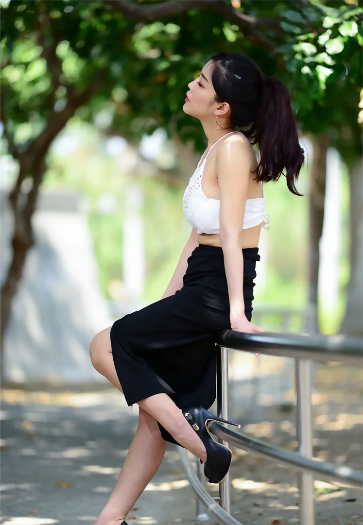 [Mzsock] NO.162 Sasha belly-baring high-cut long skirt with high heels and beautiful legs street photography#[105P]-5