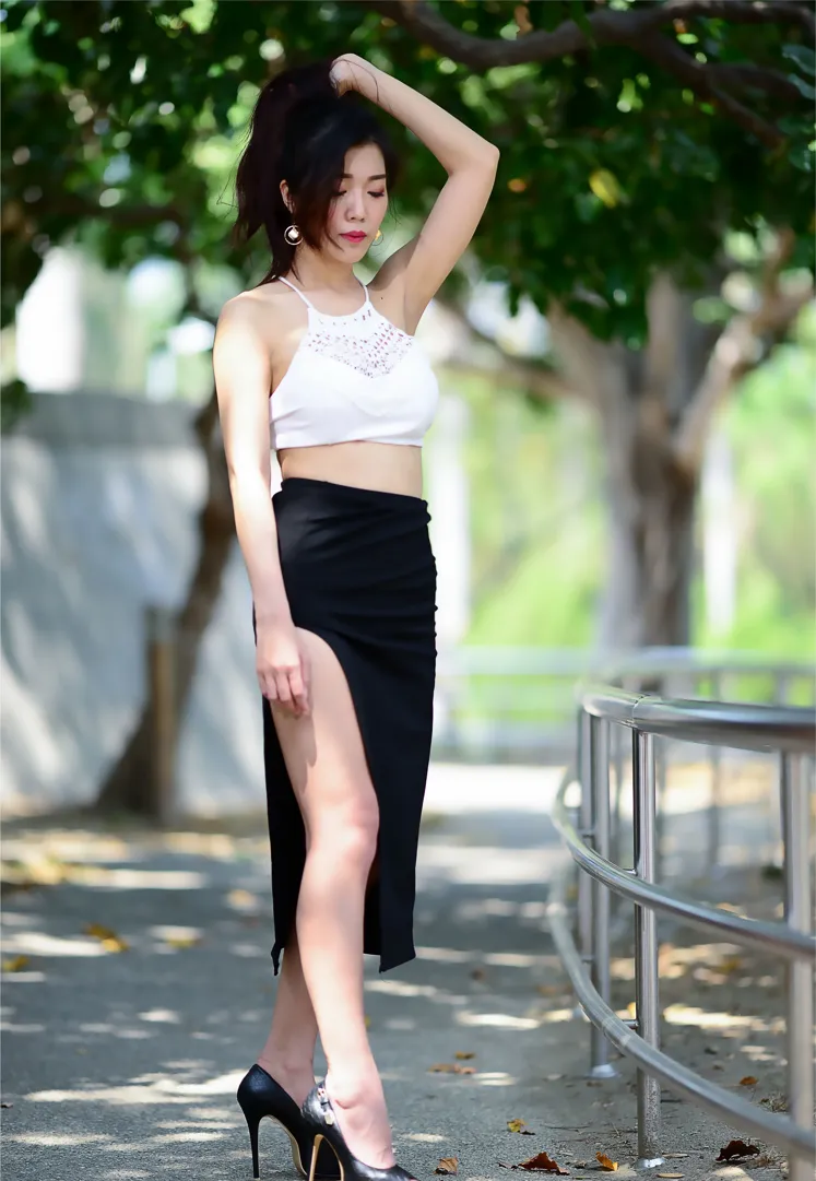 [Mzsock] NO.162 Sasha belly-baring high-cut long skirt with high heels and beautiful legs street photography#[105P]-4