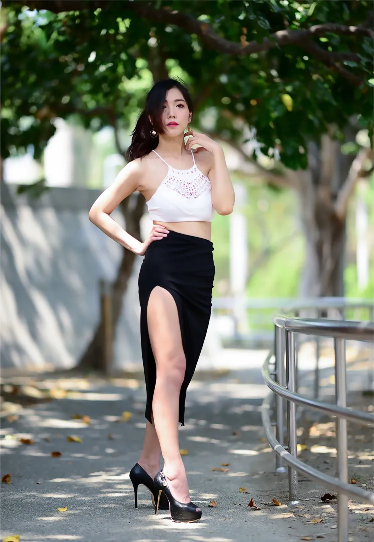 [Mzsock] NO.162 Sasha belly-baring high-cut long skirt with high heels and beautiful legs street photography#[105P]-5