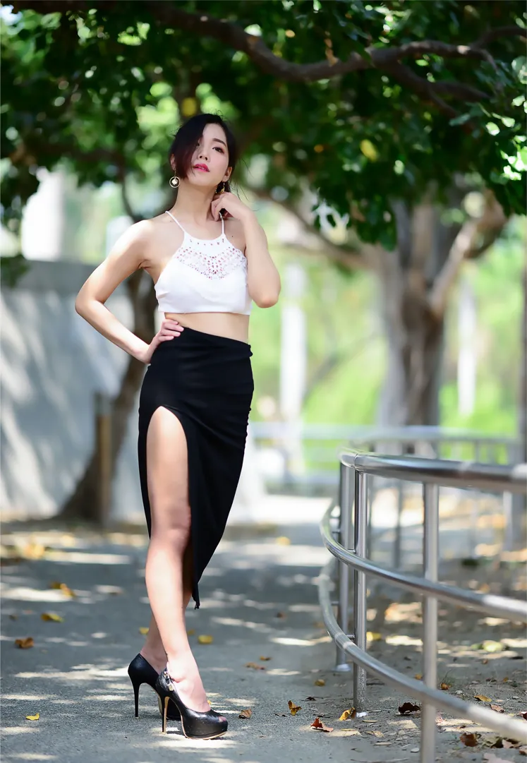 [Mzsock] NO.162 Sasha belly-baring high-cut long skirt with high heels and beautiful legs street photography#[105P]-6