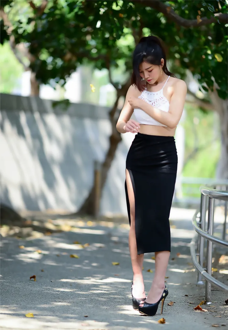 [Mzsock] NO.162 Sasha belly-baring high-cut long skirt with high heels and beautiful legs street photography#[105P]-7