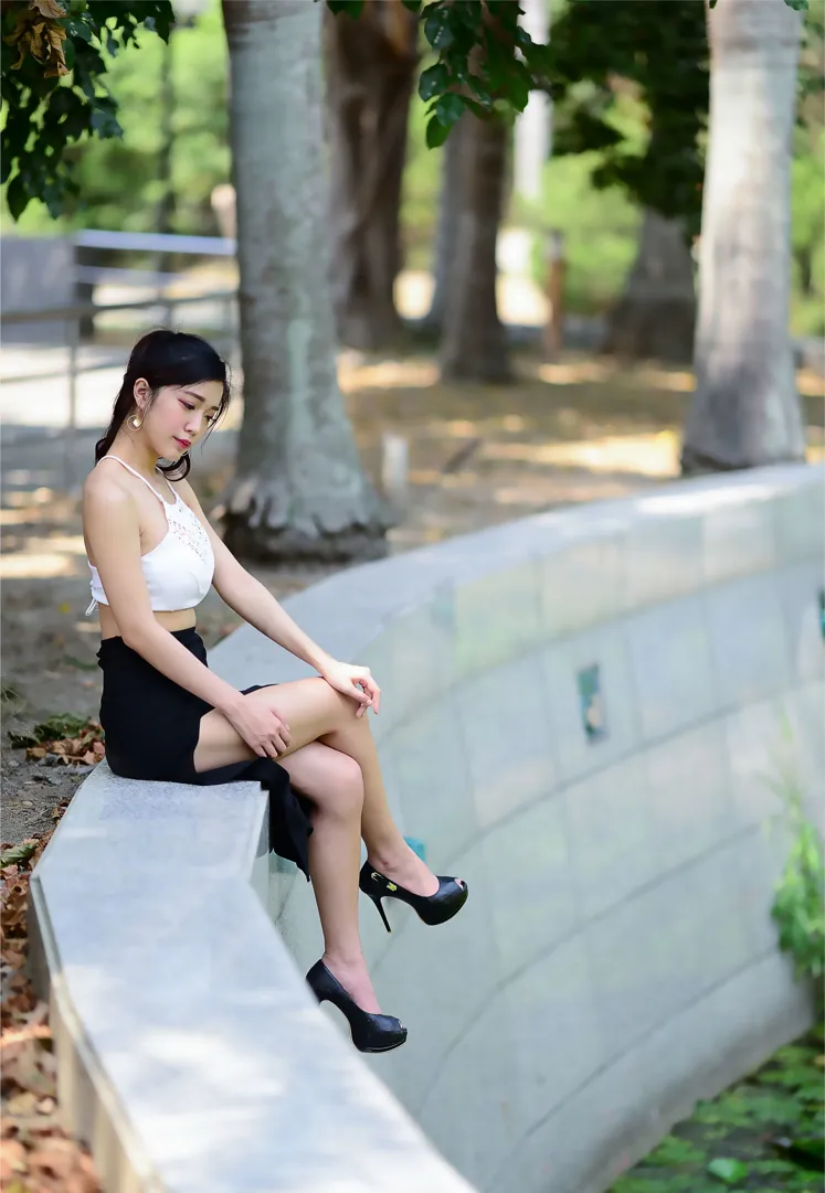 [Mzsock] NO.162 Sasha belly-baring high-cut long skirt with high heels and beautiful legs street photography#[105P]-4