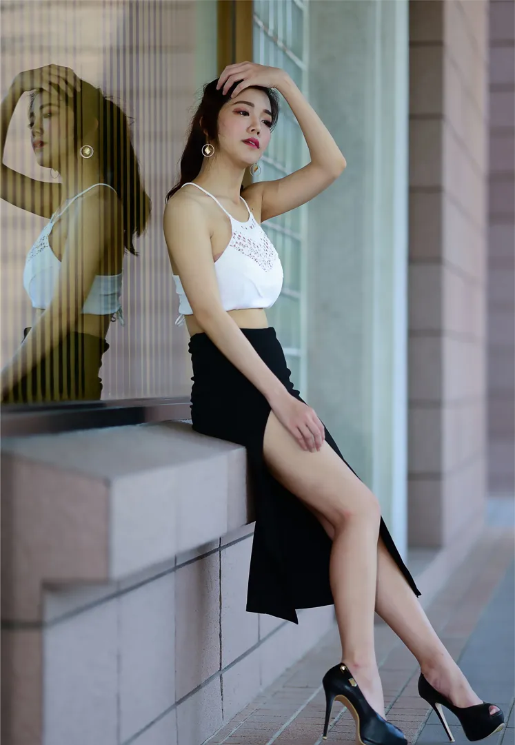 [Mzsock] NO.162 Sasha belly-baring high-cut long skirt with high heels and beautiful legs street photography#[105P]-7