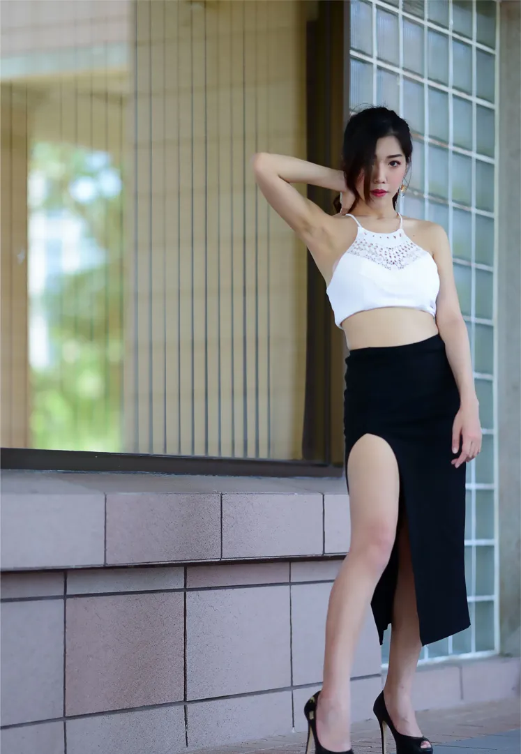 [Mzsock] NO.162 Sasha belly-baring high-cut long skirt with high heels and beautiful legs street photography#[105P]-5