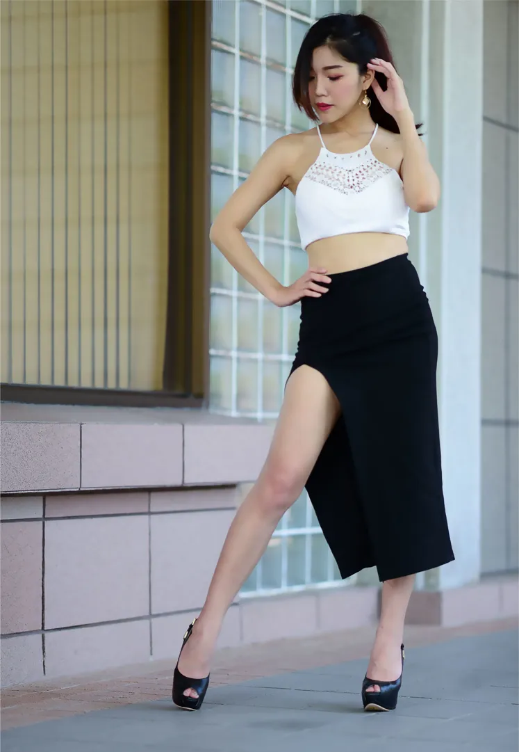 [Mzsock] NO.162 Sasha belly-baring high-cut long skirt with high heels and beautiful legs street photography#[105P]-7