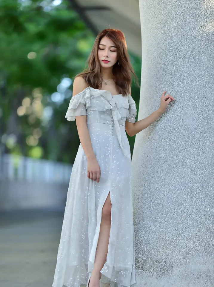 [Mzsock] NO.200 vivi Cao Yuanyuan suspender high-slit long skirt with high heels and beautiful legs street photography#[105P]-5