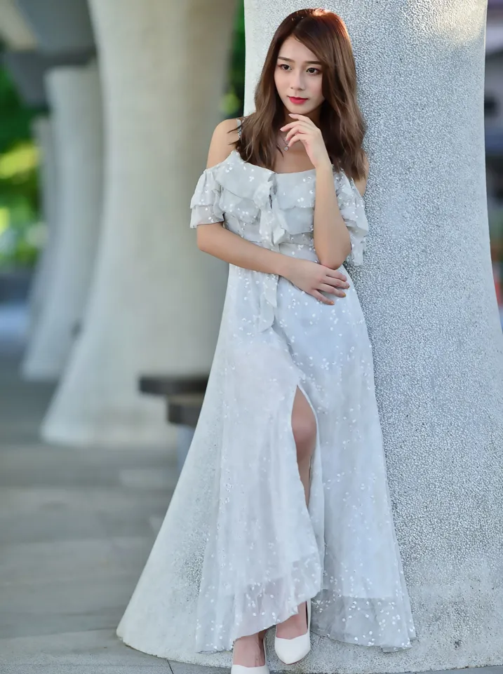 [Mzsock] NO.200 vivi Cao Yuanyuan suspender high-slit long skirt with high heels and beautiful legs street photography#[105P]-9