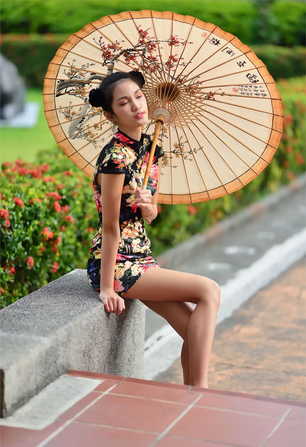 [Mzsock] NO.191 Chen Mengxin short cheongsam high heels beautiful legs street photography#[100P]-8