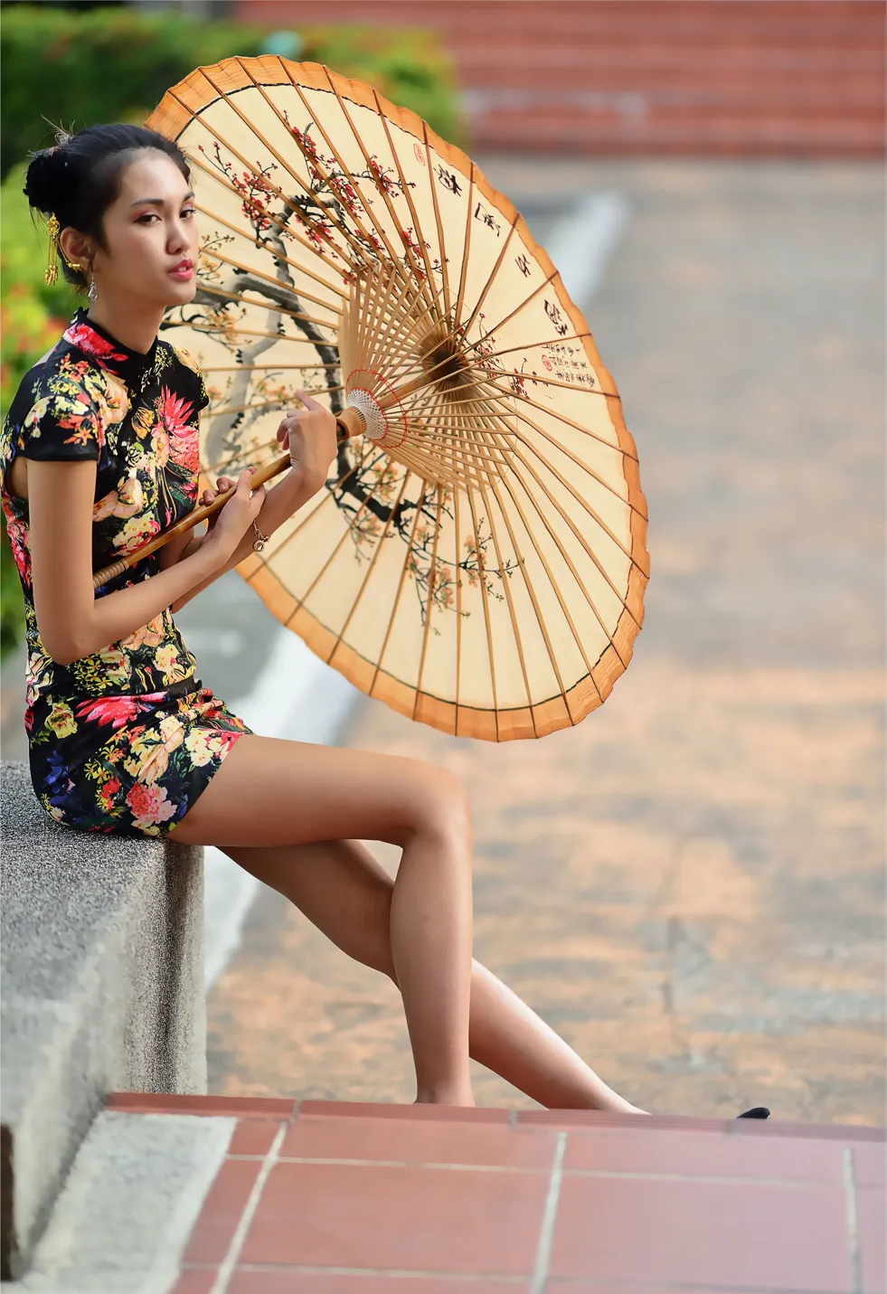 [Mzsock] NO.191 Chen Mengxin short cheongsam high heels beautiful legs street photography#[100P]-10