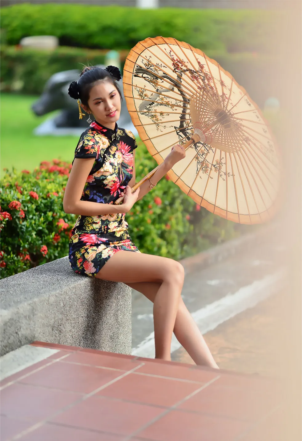 [Mzsock] NO.191 Chen Mengxin short cheongsam high heels beautiful legs street photography#[100P]-3