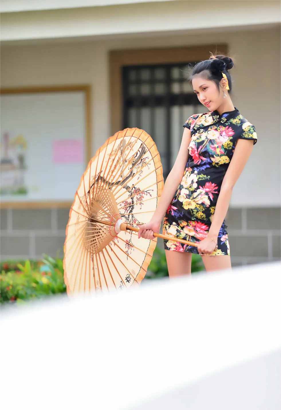 [Mzsock] NO.191 Chen Mengxin short cheongsam high heels beautiful legs street photography#[100P]-1