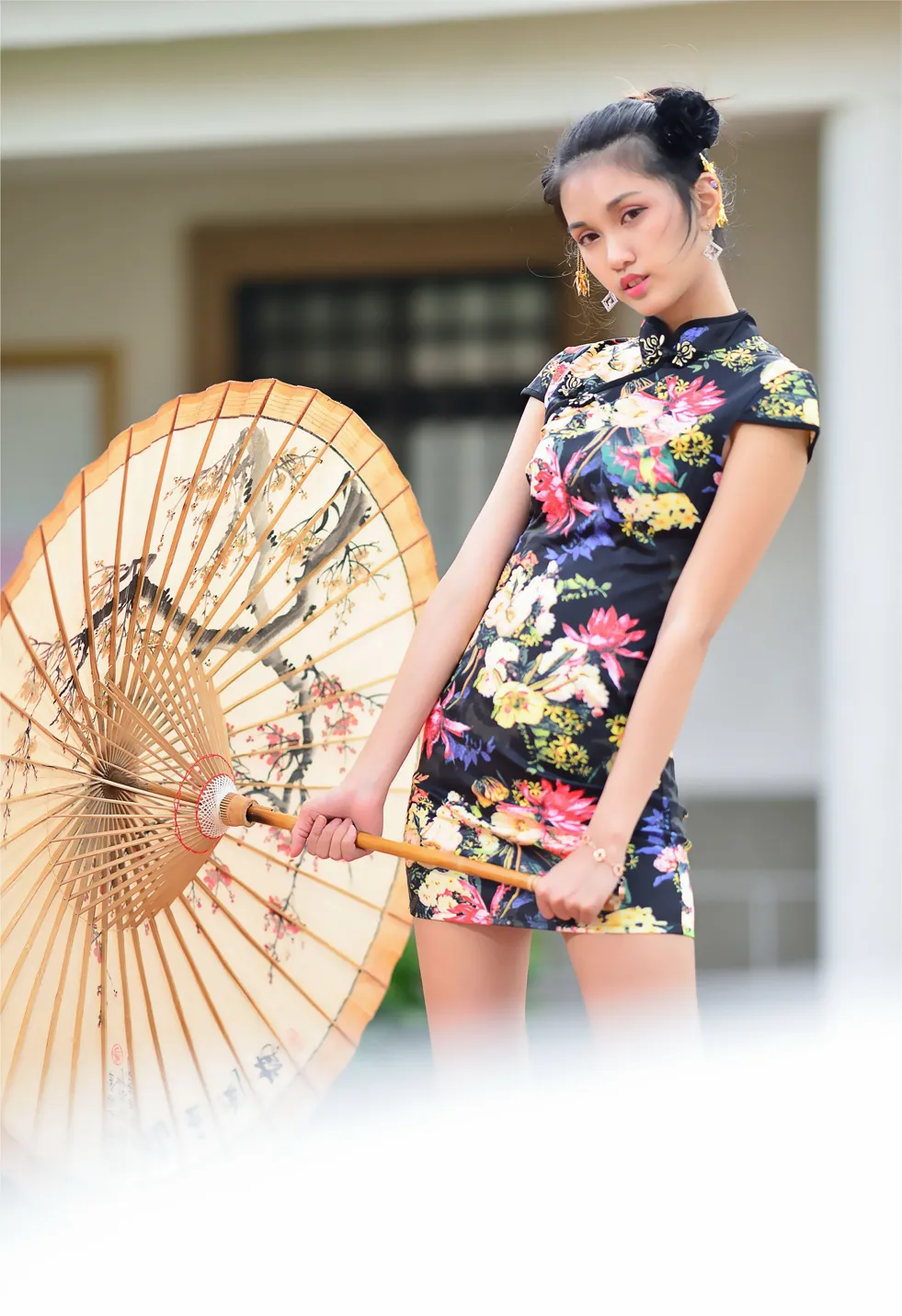 [Mzsock] NO.191 Chen Mengxin short cheongsam high heels beautiful legs street photography#[100P]-3