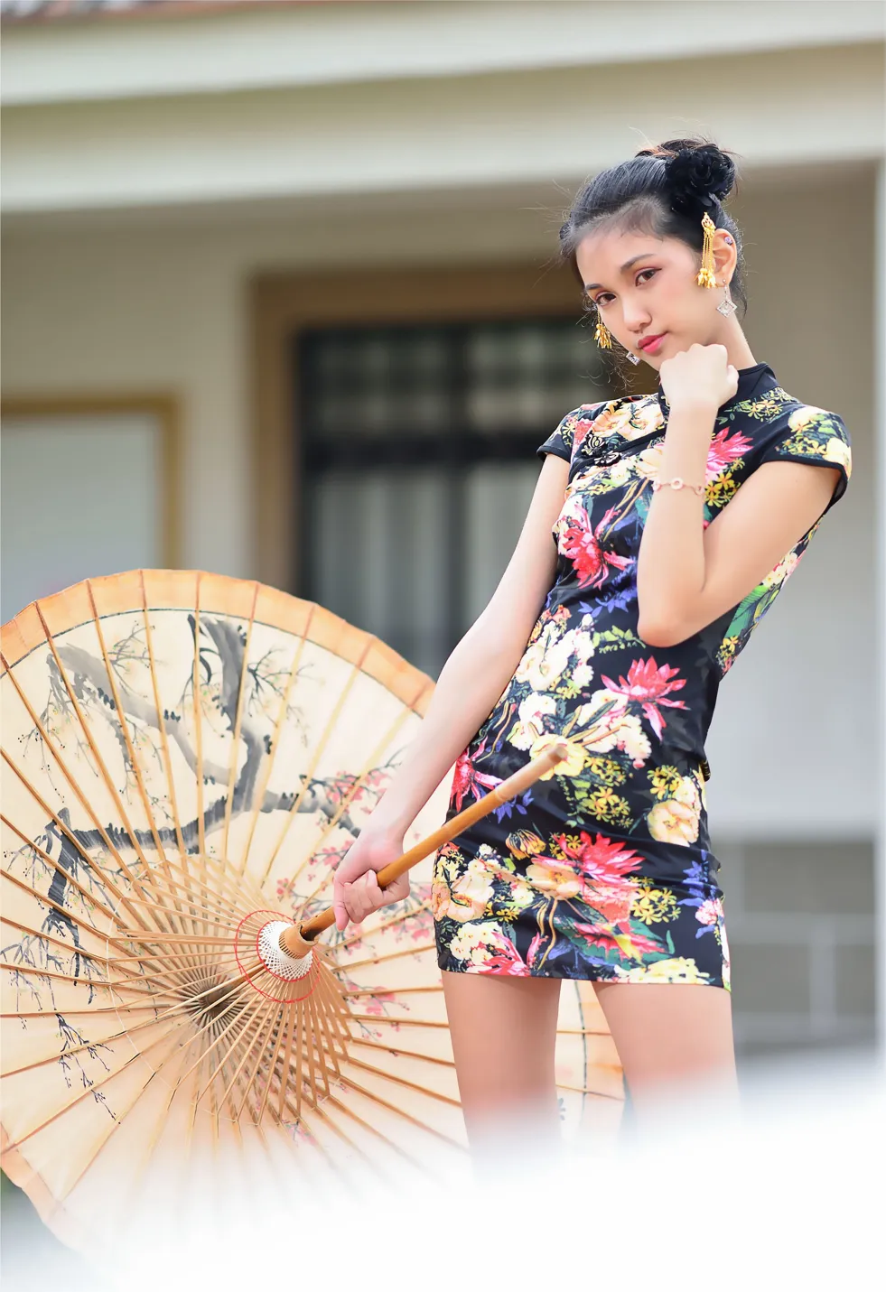 [Mzsock] NO.191 Chen Mengxin short cheongsam high heels beautiful legs street photography#[100P]-5