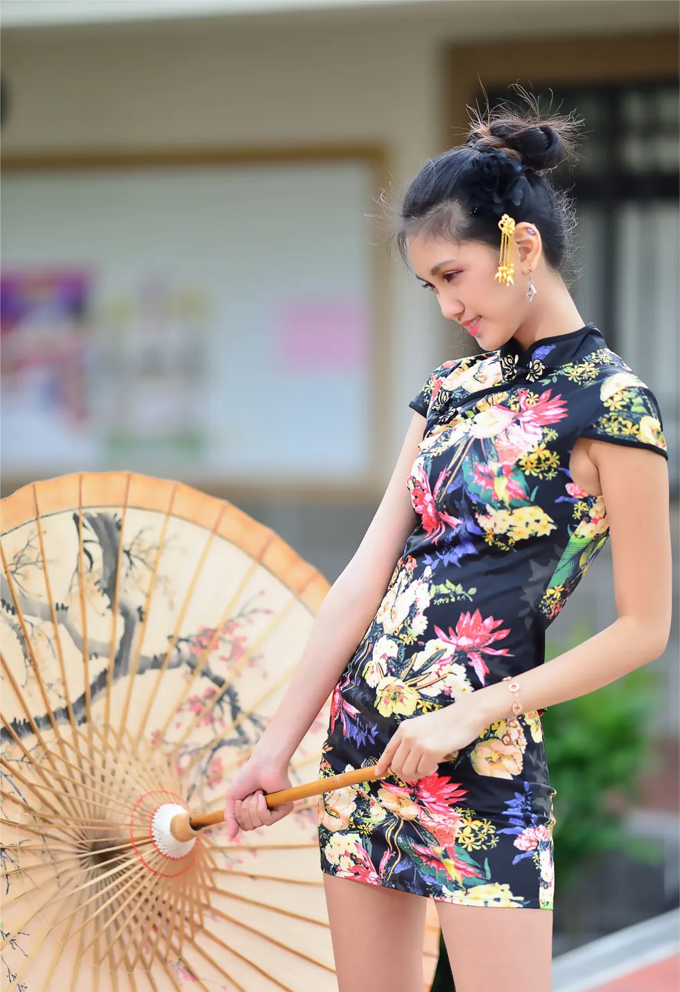 [Mzsock] NO.191 Chen Mengxin short cheongsam high heels beautiful legs street photography#[100P]-6