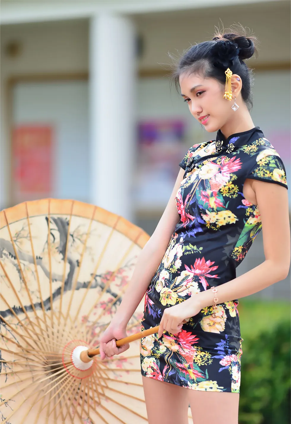 [Mzsock] NO.191 Chen Mengxin short cheongsam high heels beautiful legs street photography#[100P]-7