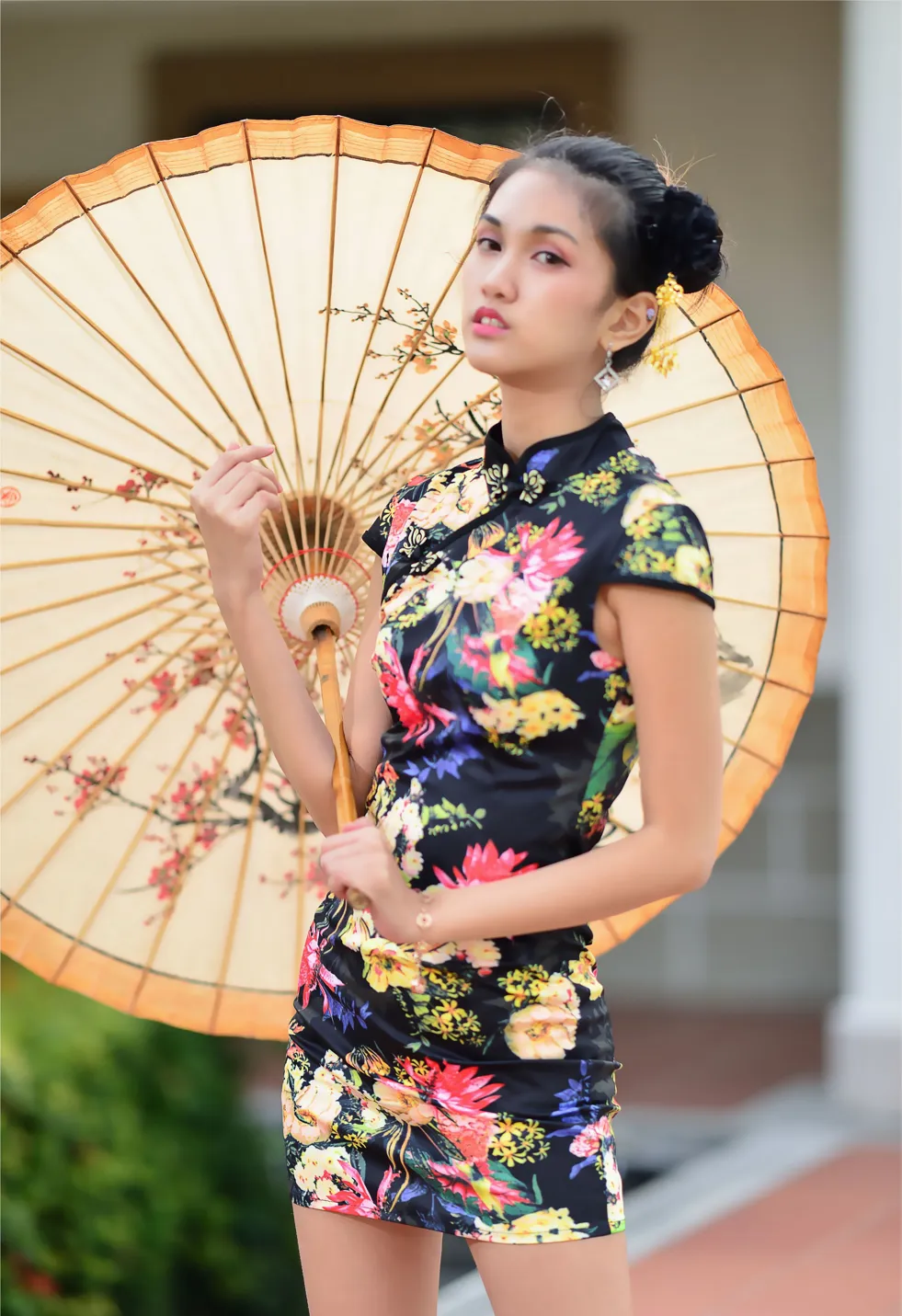 [Mzsock] NO.191 Chen Mengxin short cheongsam high heels beautiful legs street photography#[100P]-1