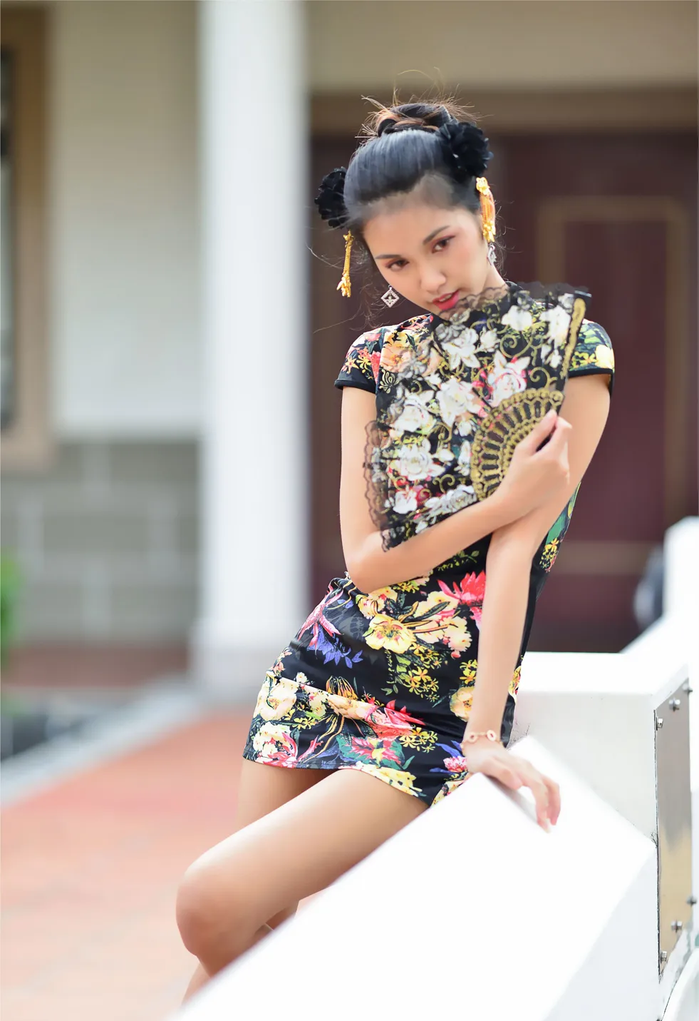 [Mzsock] NO.191 Chen Mengxin short cheongsam high heels beautiful legs street photography#[100P]-3