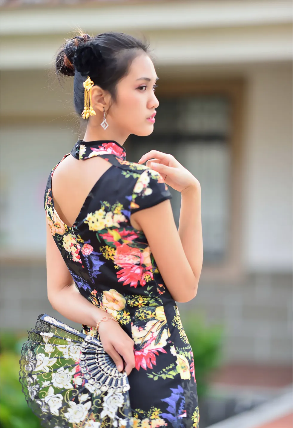 [Mzsock] NO.191 Chen Mengxin short cheongsam high heels beautiful legs street photography#[100P]-1