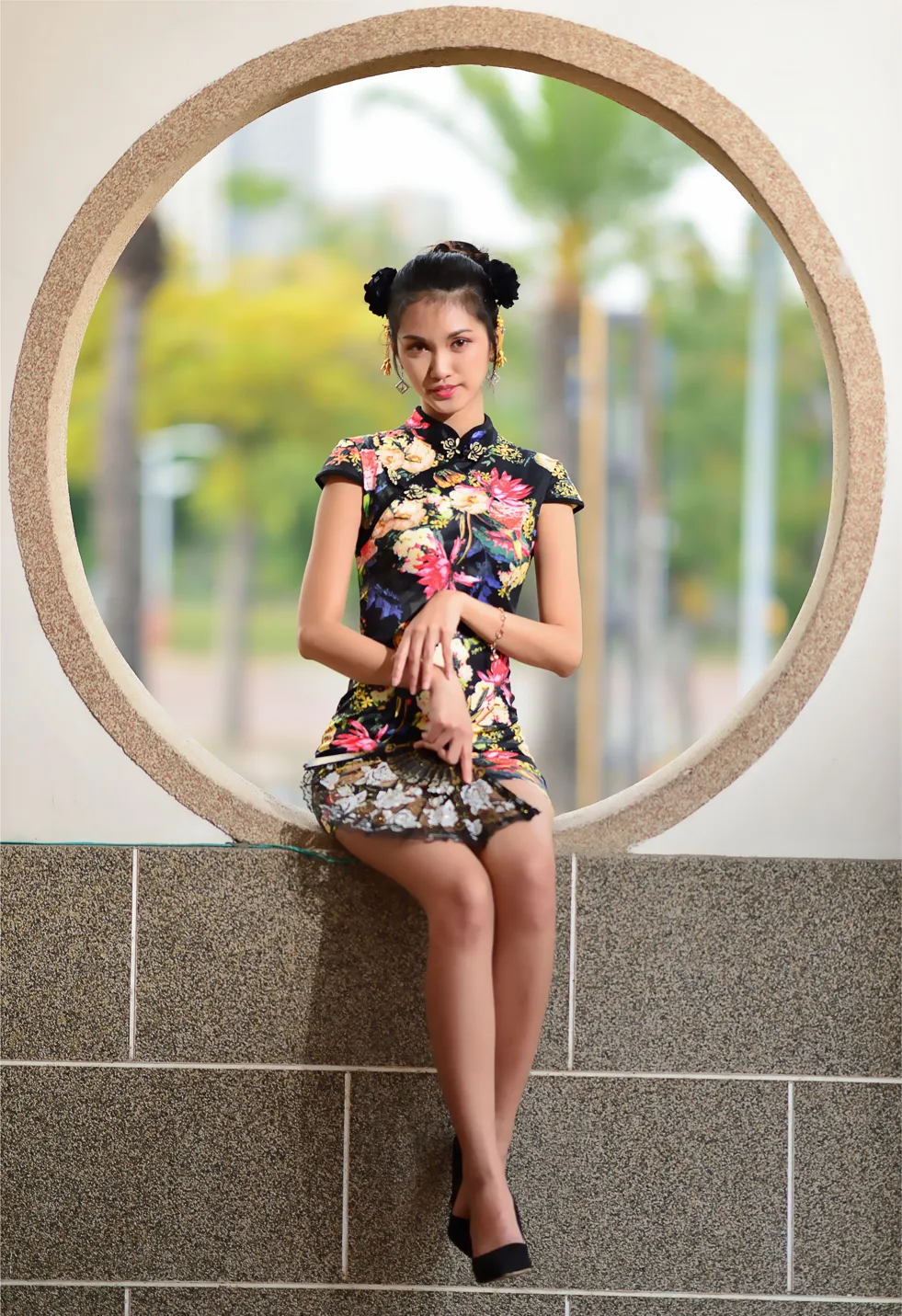 [Mzsock] NO.191 Chen Mengxin short cheongsam high heels beautiful legs street photography#[100P]-8